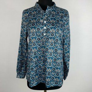 Misslook S Patterned Popover Partial Button Front Blouse